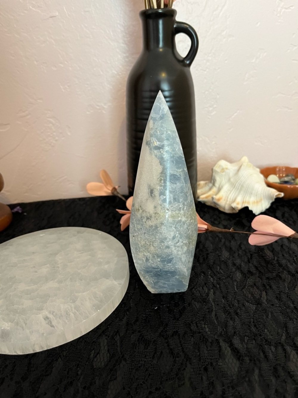 Blue Calcite Celestite tower spiral
